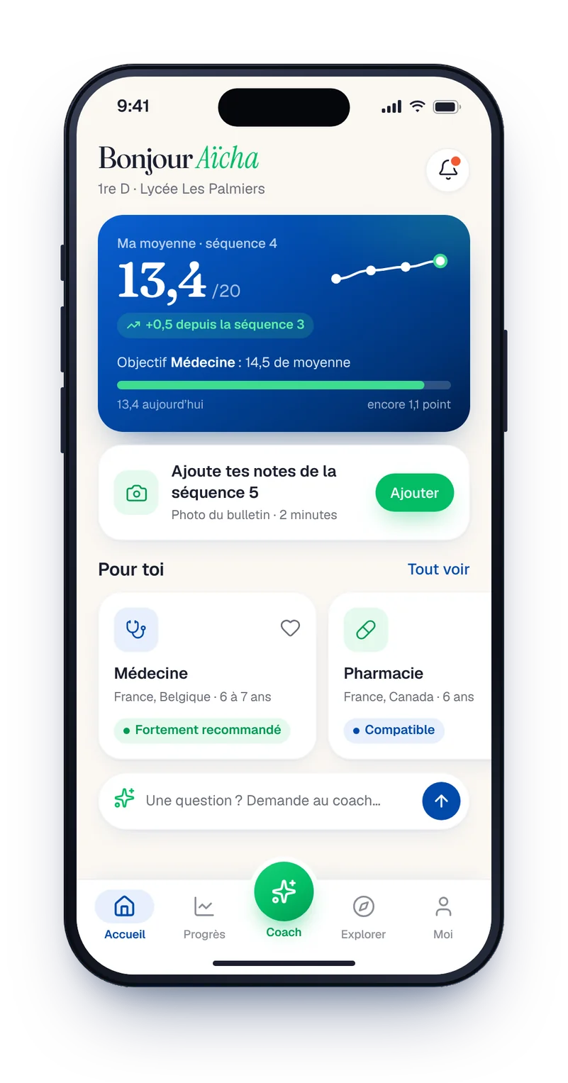 Écran iTravel 2.0 — profil Élève